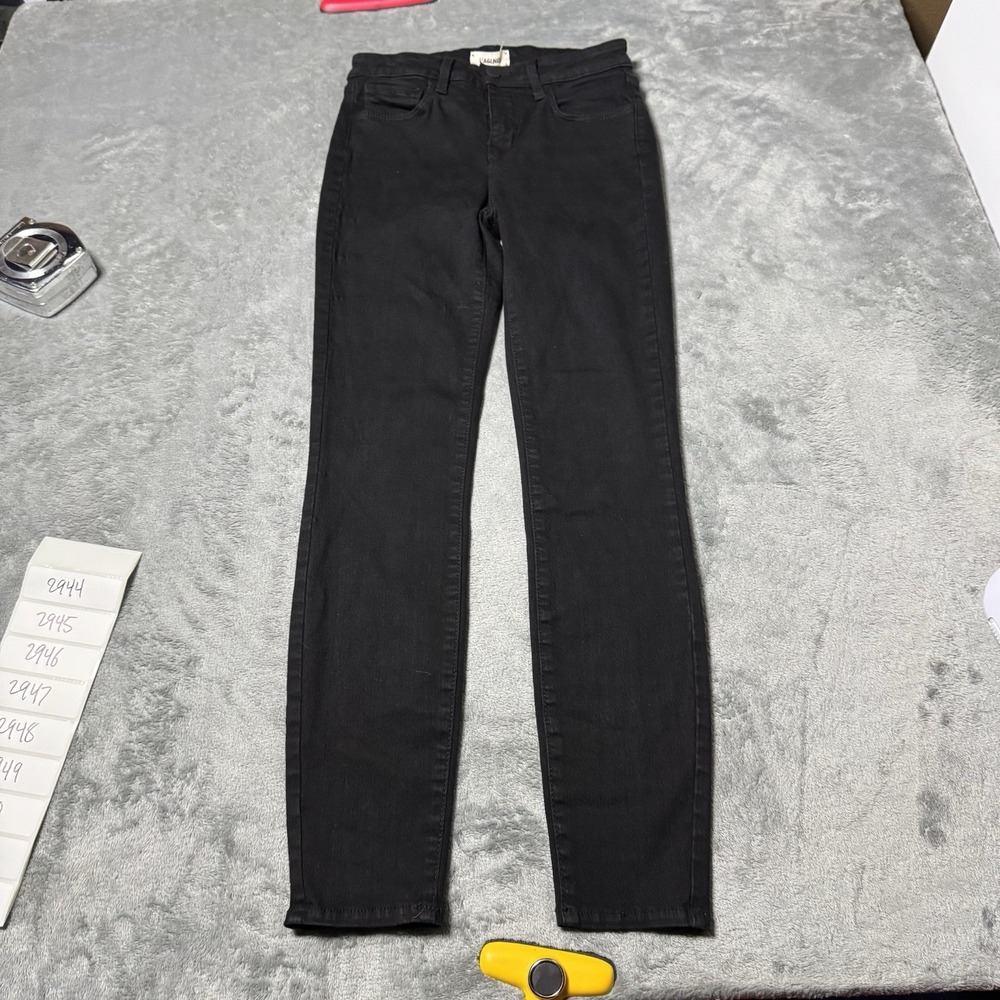 L Agence Womens‎ Zipper Fly High Rise Margot Skinny Jeans Black Denim Size 24